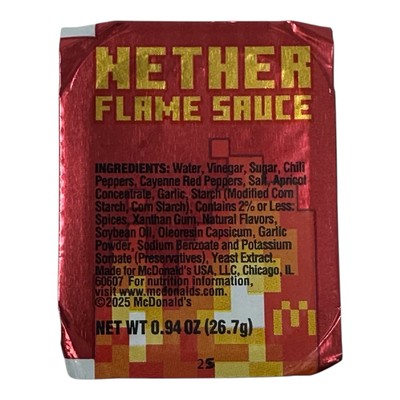 3 Pack McDonald's Minecraft Nether Flame Sauce 2025 Limited Time