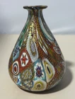 Murano Millefiori Gold Quilt Bud Vase 3 1/2 inches
