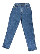 Vintage Jordache Jeans Womens 9/10 Blue High Rise Tapered Button Ankle 90s Denim