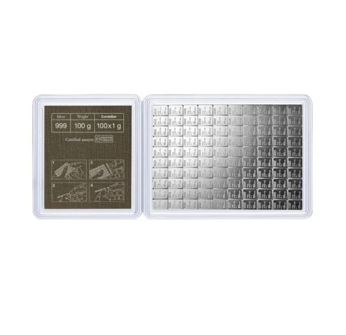 100 gram Valcambi CombiBar Silver Bars - 100 x 1g - 999 Fine