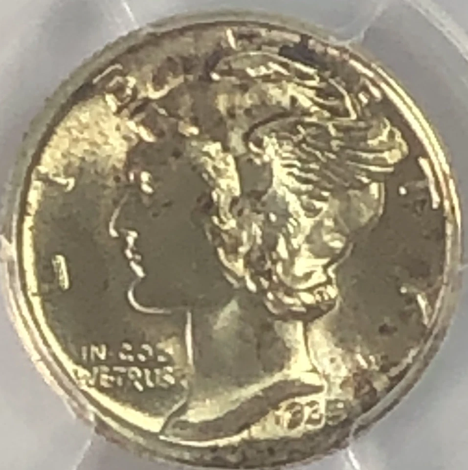 1935 MERCURY DIME "PCGS MS66 FB" - TONING OBEVERSE/REVESE VERY GOREGOUS LOOK ✅ - Image 2 of 3