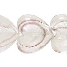 4 Lampwork Glass Clear Purple Swirl 28x26mm-29x27mm Puffy Heart Beads