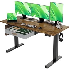 Standing Desk with Drawer, 55" x 24" Height Adjustable 55 inch Rustic Brown