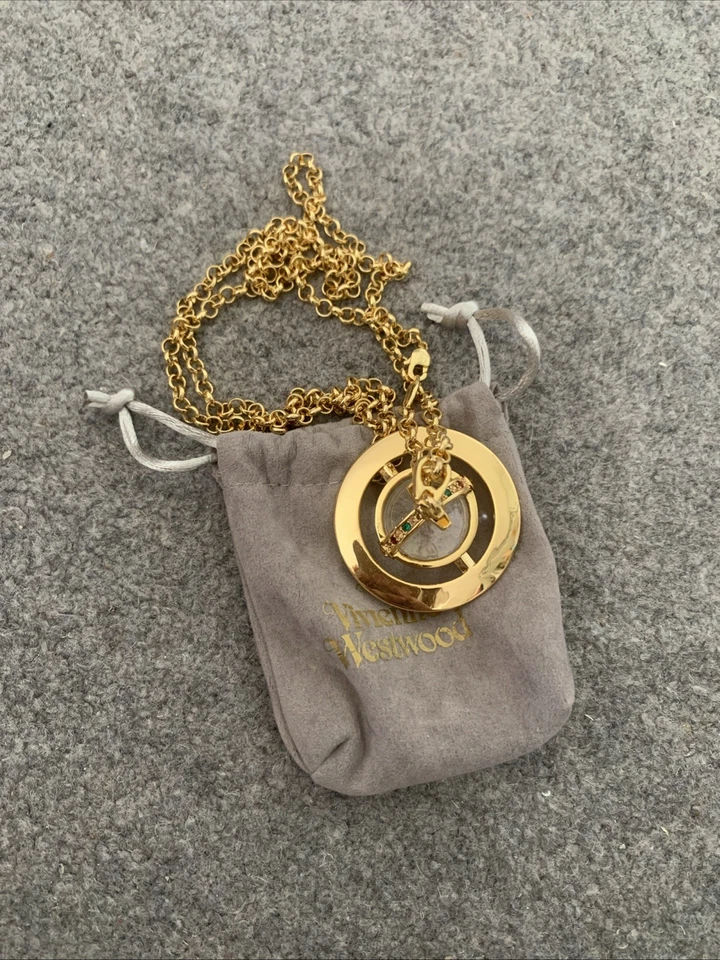 Vivienne Westwood Necklace Gun Metal Orb Pendant with gold - Image 2 of 4