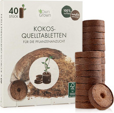 Kokos Quelltabletten Mit Nährstoffen – 40 Stück, Kokoserde Gepresst Zur Pflanzen