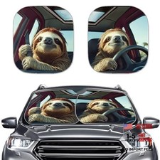 2PCS Automotive Windshield Sunshades - Sloth Animal Driving Sun Shade