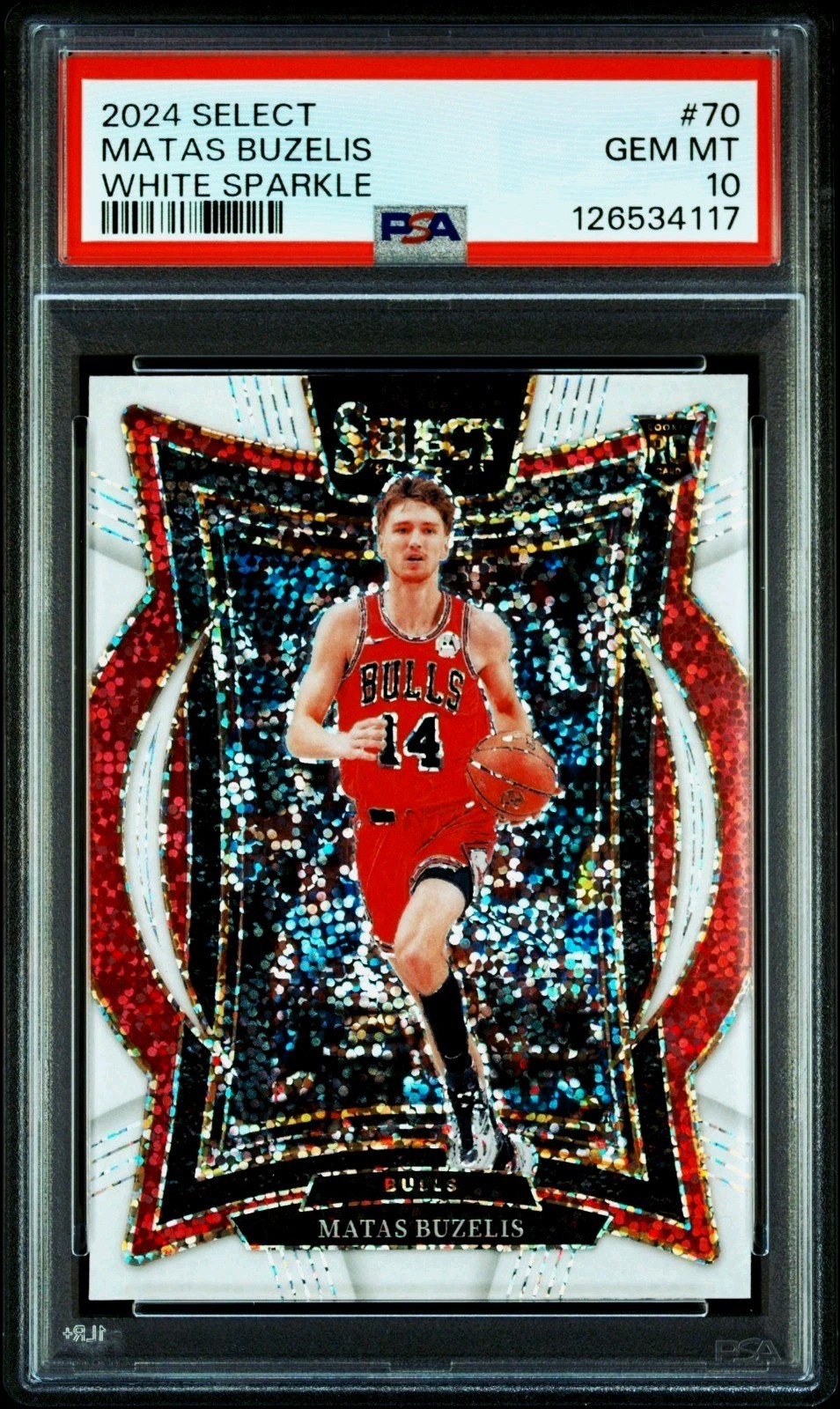 2024-25 Select Matas Buzelis White Sparkle Prizm RC #70 Bulls PSA 10 GEM Rookie