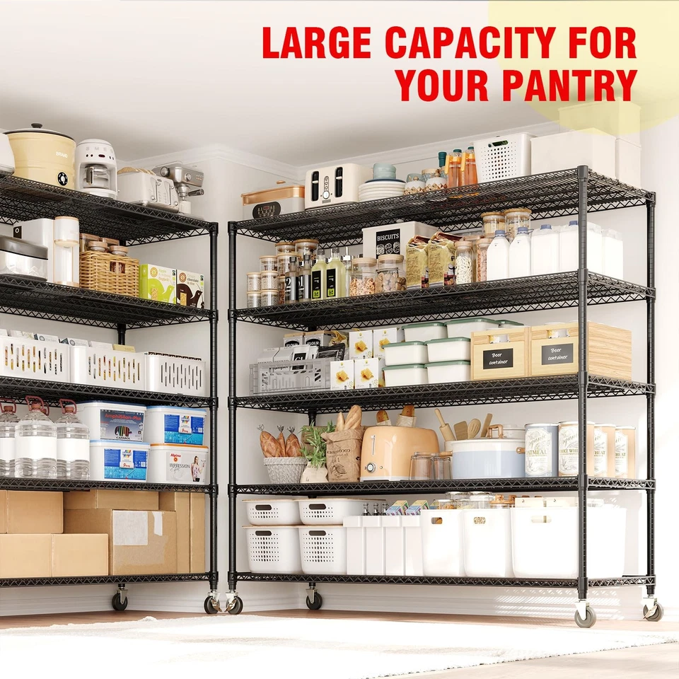 Unidad de estantería de alambre de 5 niveles de alta resistencia 3300 lb 82,6" H x 59" W estante de almacenamiento de metal Foto 2 de 4