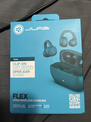 JLab Flex True Wireless Bluetooth Clip On Open Ear Earbuds-Teal