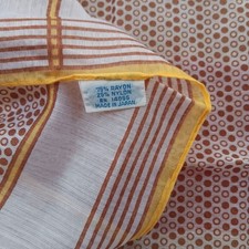 Vintage Japanese Scarf Handkerchief 1960's Rayon Nylon Geometric Dot  Stripe