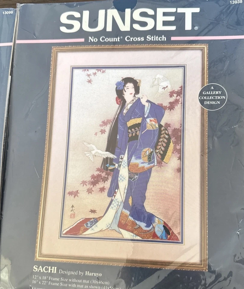 Vtg 2 Sunset “ Sachi” “splendor Of The Orient” Cross Stitch Kit 1997 - Image 2 of 4