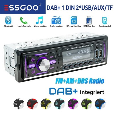 DAB+ Autoradio 1 DIN Bluetooth RDS AM FM 2x USB Freisprecheinrichtung SD AUX IN