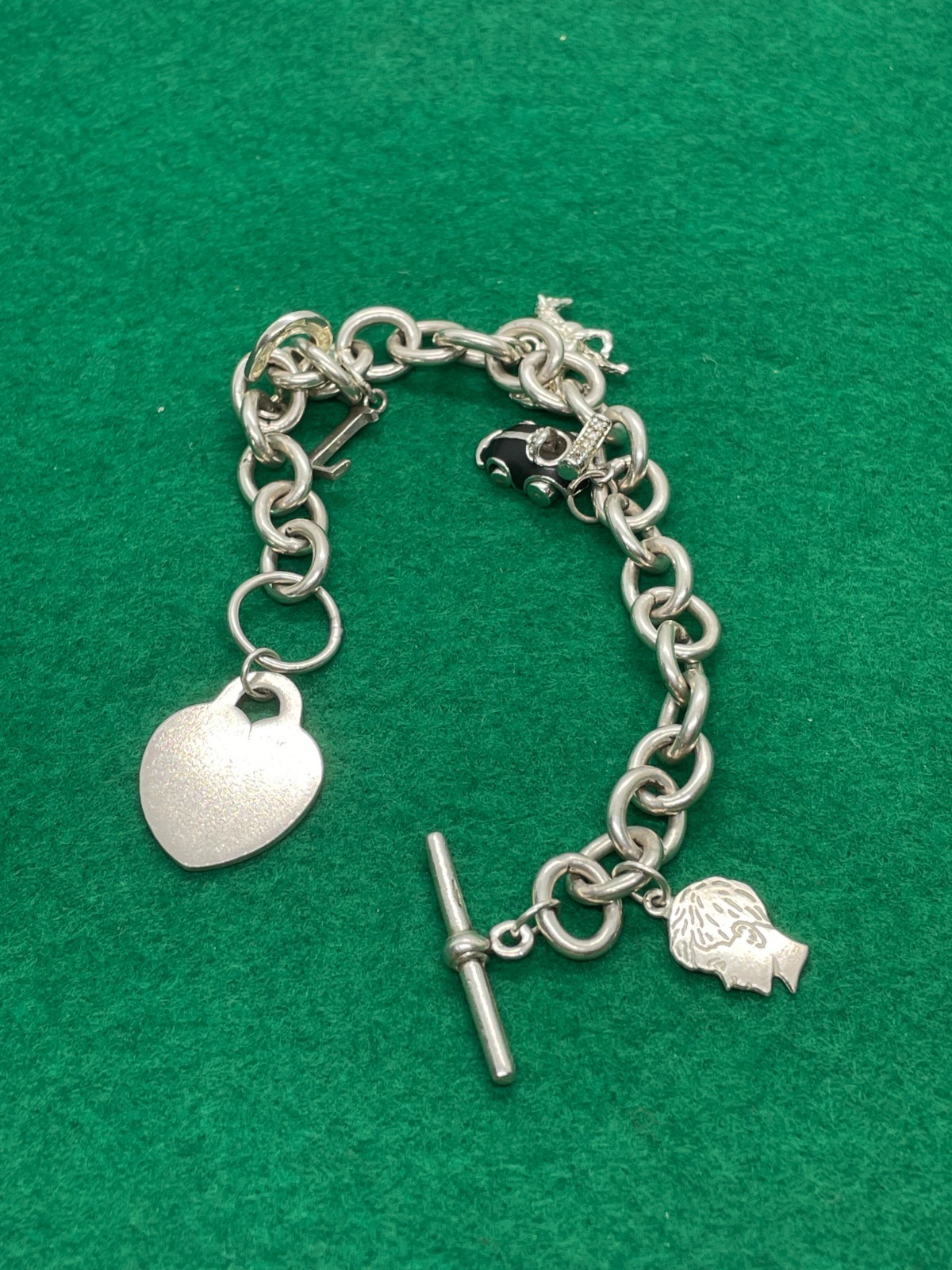 SOLID STERLING SILVER 925 BRACELET 47G VINTAGE 20… - image 1