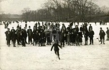 Pond Hockey Ice Skating Mi'kmaq Sticks Men Boys  1901-05 RPPC Postcard COPY