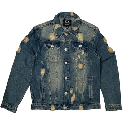 MEN'S DESERT BLUE DISTRESSED DENIM JEAN JACKET 3 COLORS *DK100