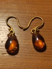 NATURAL OLD ANTIQUE BALTIC AMBER EARRINGS  1.3 gr