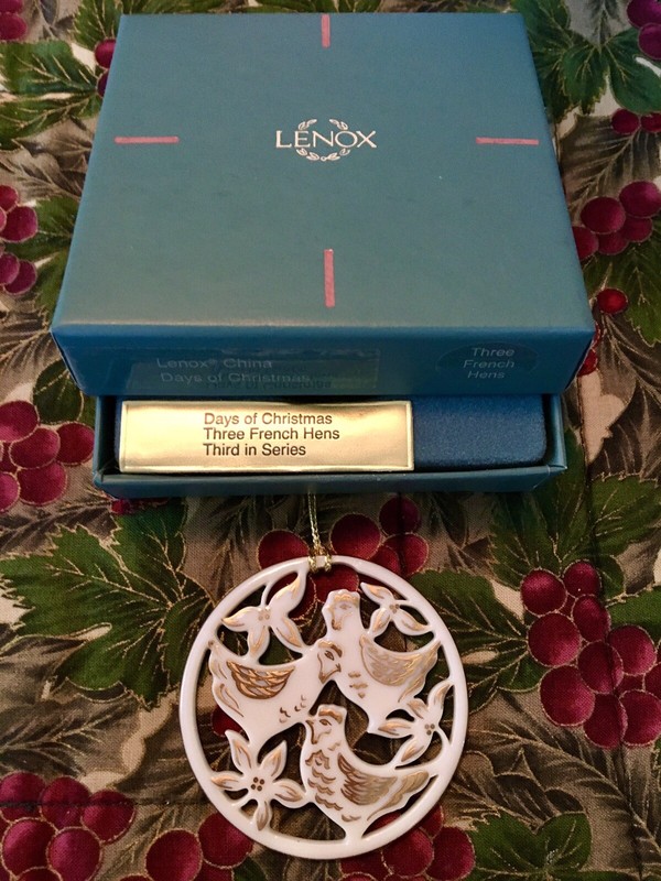 Lenox 12 Days of Christmas 3 French Hens Christmas Tree Ornament with Box 