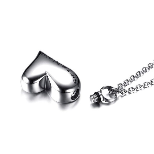 Stainless Steel Heart Urn Pendant Cremation Ashes Memory Necklace For Women 20' - 第 4/10 張圖片