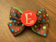 Polka Dot Multicolor Pink Initial  E  4.5-Inch Girls Hair Bow