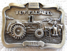 Belt Buckle Pewter Toy Famer 1986 North Dakota Limited Edition 3"W x 2 "T