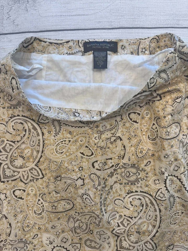 Юбка женская Banana Republic 8 бежевая красивая с принтом пейсли офисная одежда - Изображение 2 из 4