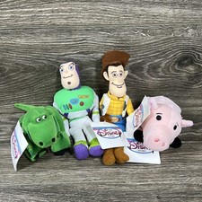 Lot Of 4 VTG Disney Toy Story WOODY, BUZZ, HAMM, REX Mini Bean Bag Plush Toys