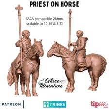 Eskice Miniatures Medieval Mounted Priest Crusades Crusaders DnD RPG 15 20 28mm