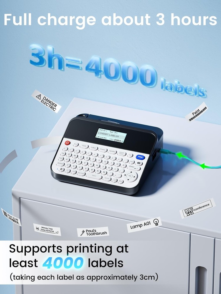 Waterproof Label Maker Machine with Tapes for Home & Office Organization