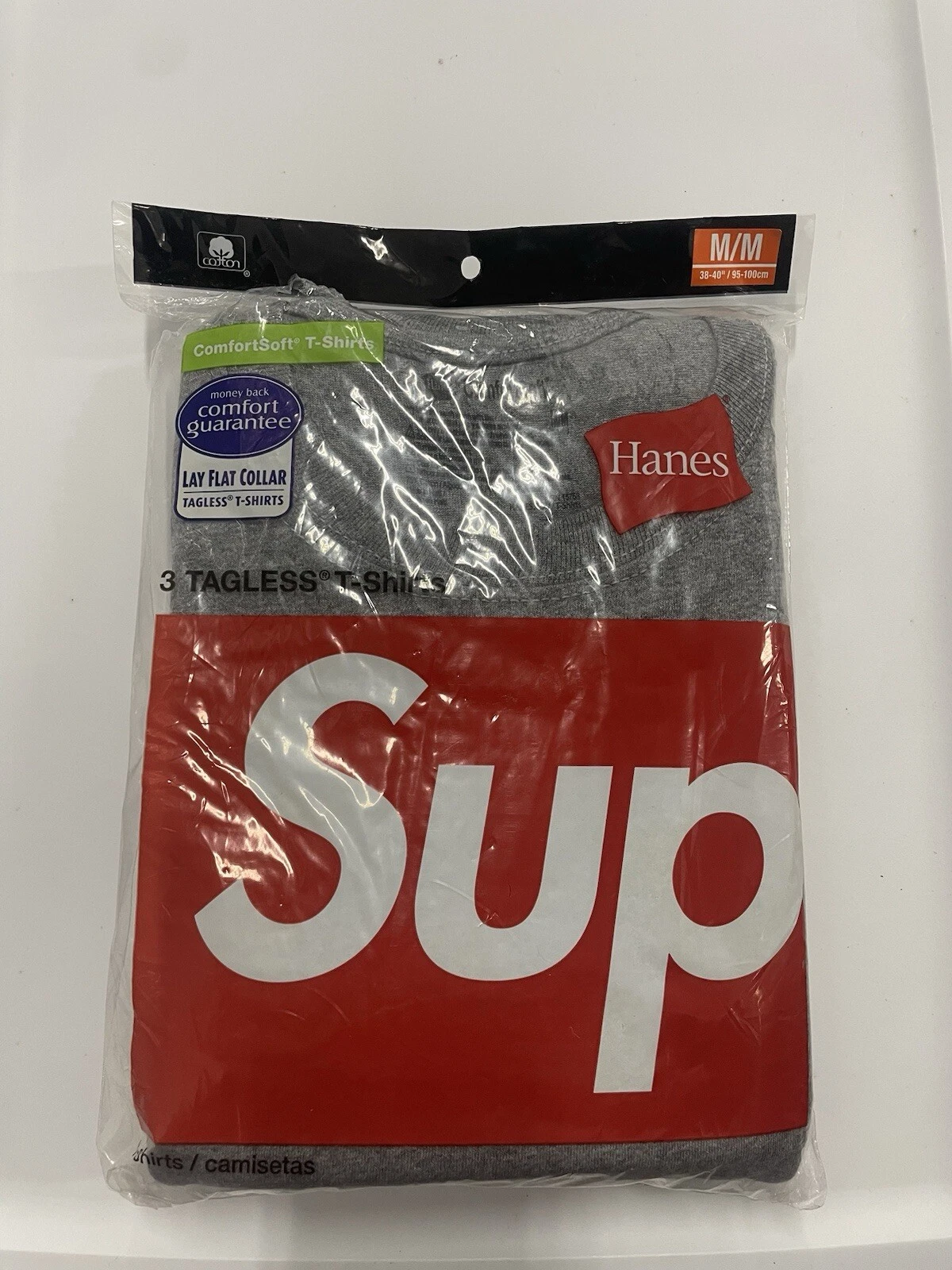 Lot de 3 t shirts sans étiquette Supreme Hanes gris foncé L S/S 11 très rare