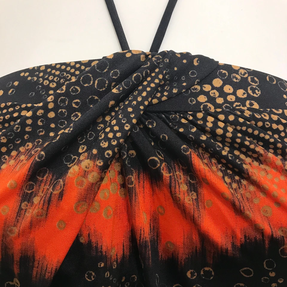 Top Tankini Sunflair Negro 36B Vibrante Naranjas Rosas Cuello Halter Sin Tirantes Acolchado Foto 3 de 4