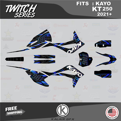 Graphics Kit for KAYO KT 250 Dirt Bike (2021+) Twitch Series - Blue-fade