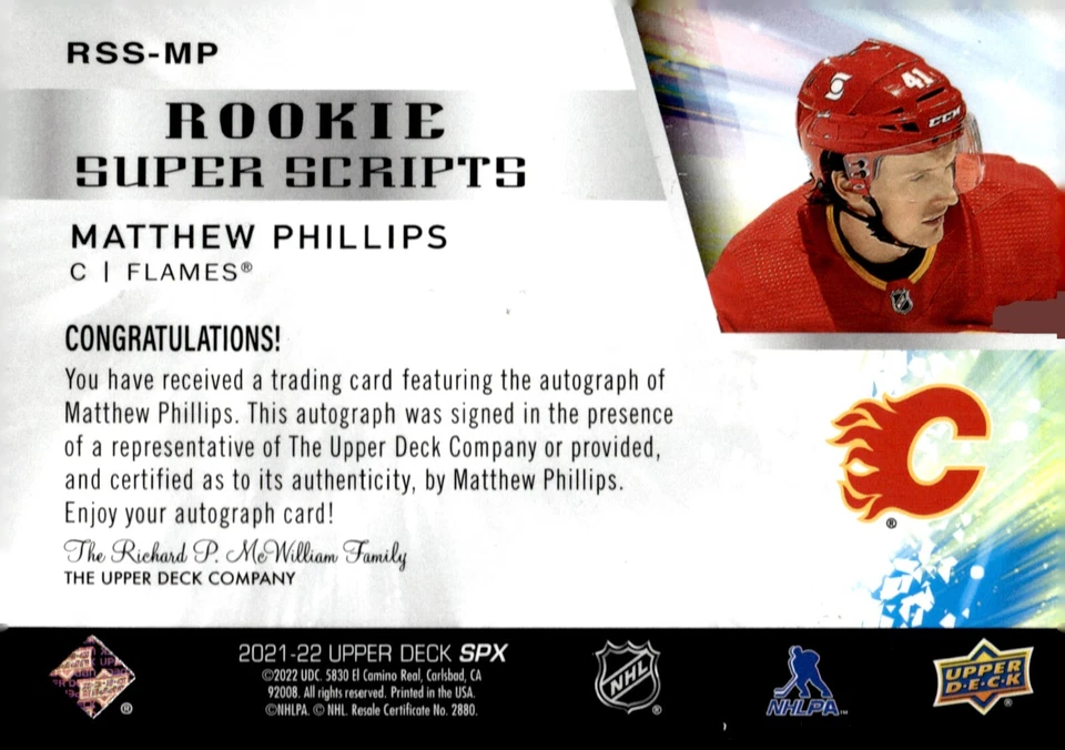 Matthew Phillips - 2021-22 SPX Rookie Superscripts Gold 41/49 Jersey #! RSS-MP - Image 2 of 2