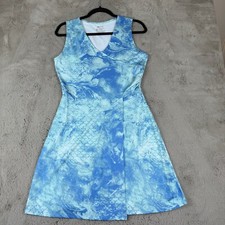 Silver Bait Sun Dress Sleeveless V-Neck Blue Mermaid Scale Print S