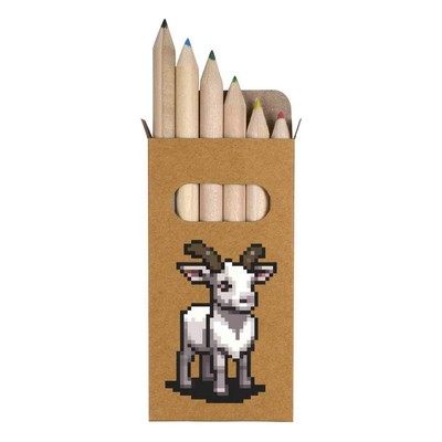 6 x 'Pixel Art Goat' Short 85mm Pencils / Coloured Pencil Set (PE00059222)
