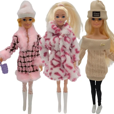 NIMETO Puppenkleidung Set Winter Outfits mit Zubehör passend für Barbie Puppen Konvolut