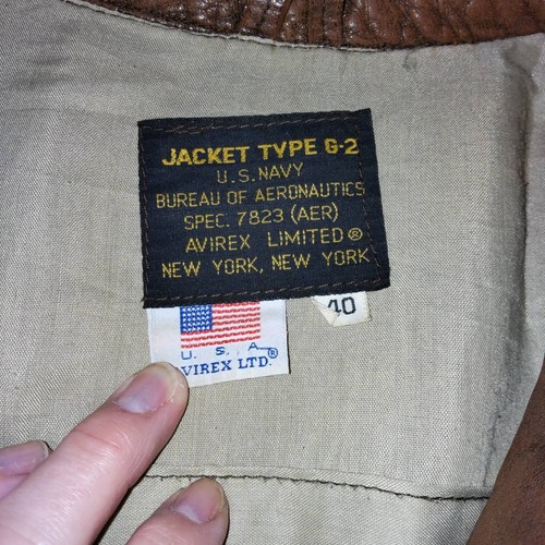 used size 40 AVIREX Type G-2 Men's Flight jacket 80's rider's jacket brown - Picture 19 of 22