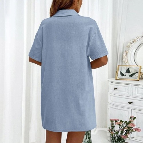 Mujer Camisa Shorts Dos Piezas Traje Blusa Casual Multicolor Puro Sencillo | - Imagen 20 de 28
