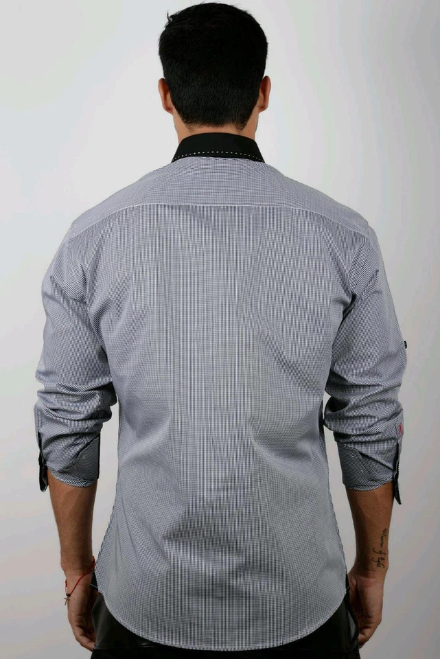 Camisa Absolute Rebellion Mirage Clásica Hombre Moda Manga L Rayas Pequeñas/Negro. Foto 3 de 3