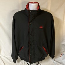Vtg King Louie Pioneer Seed Corn Mens Coat Jacket Black Red Large Farm USA Made