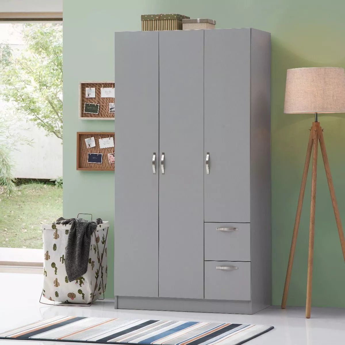 TAD Essentials Grey 3 Door 2 Drawer Wardrobe Bedroom Furniture