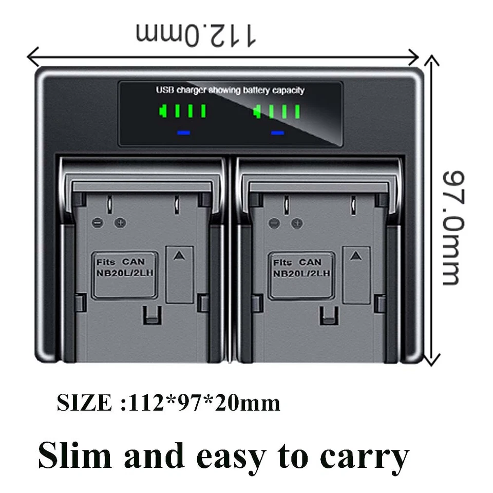Dual Battery Charger For CANON NB-2LH MVX40 MVX40i MVX45i MVX200 MVX200i MVX250i - Image 2 of 4