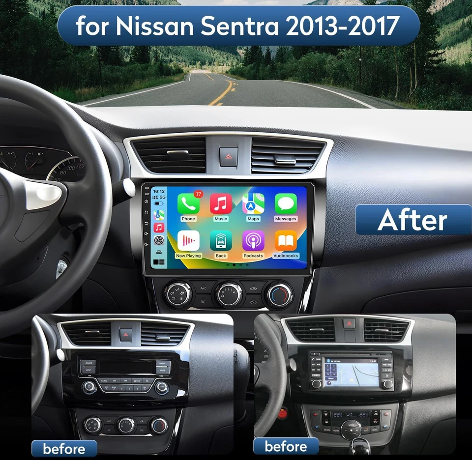 APPLE CARPLAY FOR 2013-2018 NISSAN SENTRA SYLPHY 10.1" CAR STEREO RADIO PLAYER - Image 3 of 4