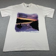 Vintage Anvil Shirt Adult Large White Made in USA Single Stitch Fishing Mens