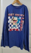 Sonic The Hedgehog Graphic Shirt Boy's Blue Long Sleeve Pullover Size XL