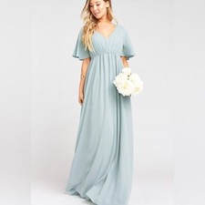 NWT Show Me Your MuMu Emily Empire Maxi Dress in Silver Sage Size Medium