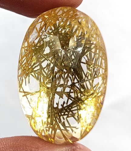 Oval Cut 66.55 Ct Yellow Rutilated Quartz Certified Transparent Loose Gems 5AIZ - Picture 7 of 7