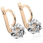 Genuine .90 cwt H-I1 Diamond 14k Rose & White Gold Earrings European Style#E1239 — photo 2