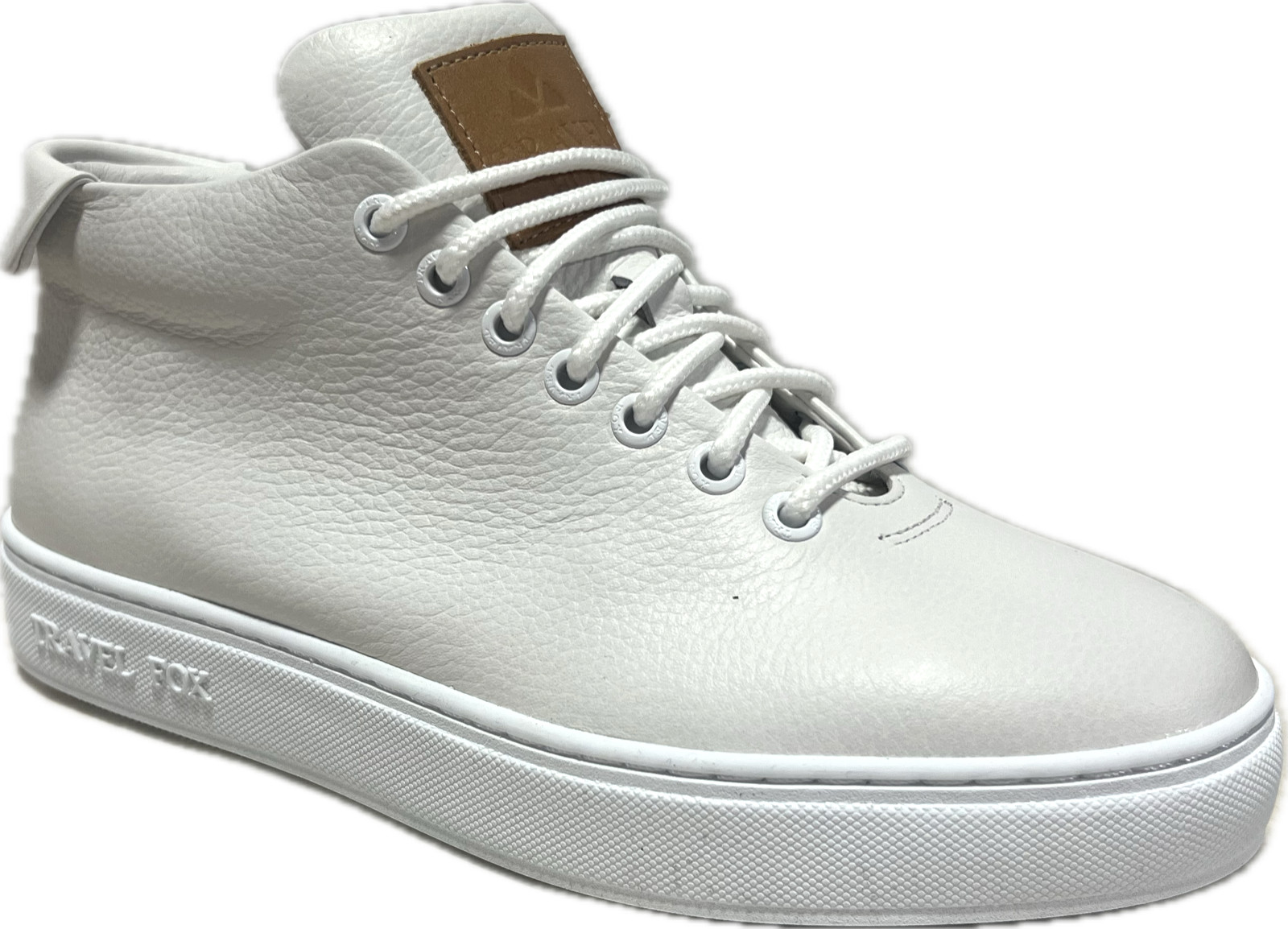 Travel Fox Mid Tab 30th Mens White Leather/White Sole Shoes 