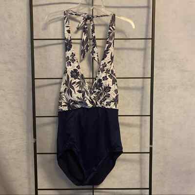 DREAMSUIT Halter Style Swimsuit Blue and White Size 12 New With Tags NWT
