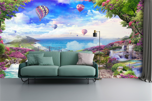 3D Seascape Garden Landscape Self-Adhesive Wall Murals Poster XXL Wallpaper - Picture 4 of 5
